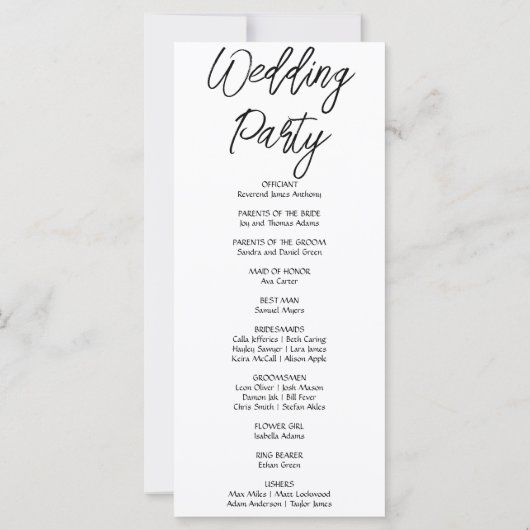Fleurs Blanches Verdure Programme de Mariage Blanc (Dos)