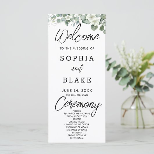 Fleurs Blanches Verdure Programme de Mariage Blanc (Debout devant)