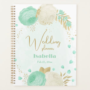 fleurs blanches vert menthe or mariage