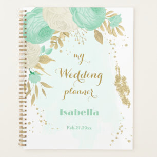 fleurs blanches vert menthe or mariage