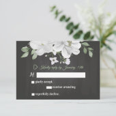 fleurs blanches vert noir carte RSVP (Debout devant)
