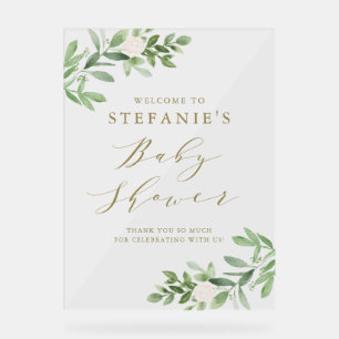 Fleurs blanches vertes Baby shower or Bienvenue