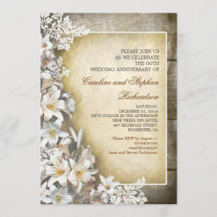 fleurs blanches vintage anniversaire invitations