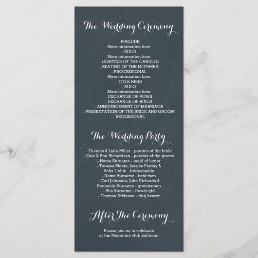 Fleurs blanches vintages programmes de mariage (Dos)