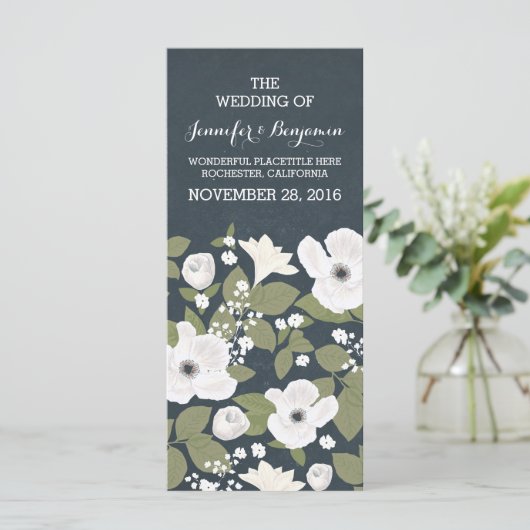 Fleurs blanches vintages programmes de mariage (Debout devant)