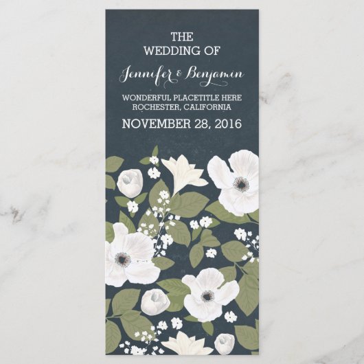 Fleurs blanches vintages programmes de mariage (Devant)