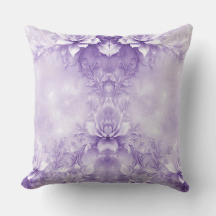 Fleurs blanches violettes Lancer Oreiller