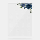 Fleurs Bleu Marine, Feuillage, Plan de Table de Ma (Recto)