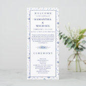 Fleurs Bleu Marine Minuscules Programme de Mariage (Debout devant)