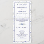 Fleurs Bleu Marine Minuscules Programme de Mariage (Devant)