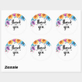 Fleurs bleu rose merci sticker (Feuille)