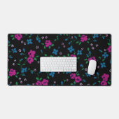 Fleurs bleu rose Motif, feuilles verts (Clavier et souris)