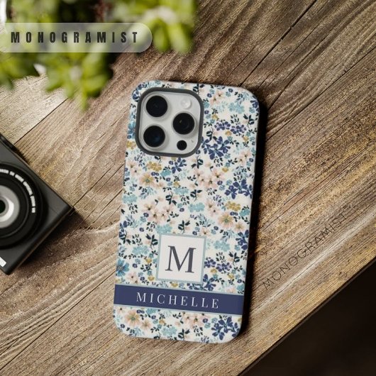 Fleurs bleu rose personnalisables Floral blanc