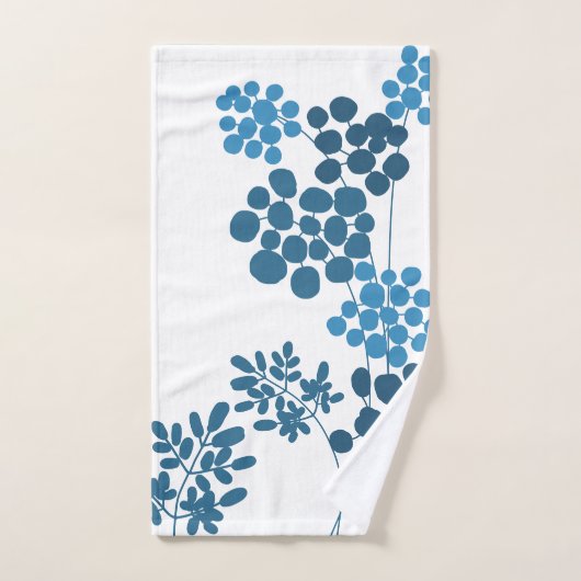 Fleurs Bleues Abstraites (Serviette à main)