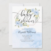 Fleurs bleues Aquarelle Baby shower Invitation (Devant)