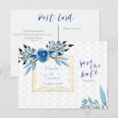 Fleurs Bleues Aquarelle Faire-Part de Mariage (Devant / Derrière)