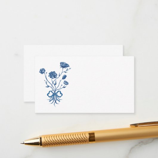 Fleurs Bleues Avec Carte Bow (Devant/Arrière en situation)