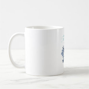 Fleurs bleues avec nom de texte personnalisé Mug