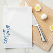 Fleurs Bleues Avec Serviette De Cuisine Bow (Quart Plié)