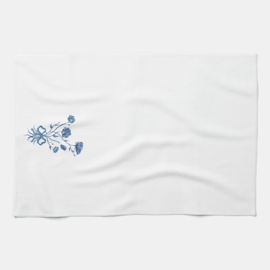 Fleurs Bleues Avec Serviette De Cuisine Bow (Horizontal)