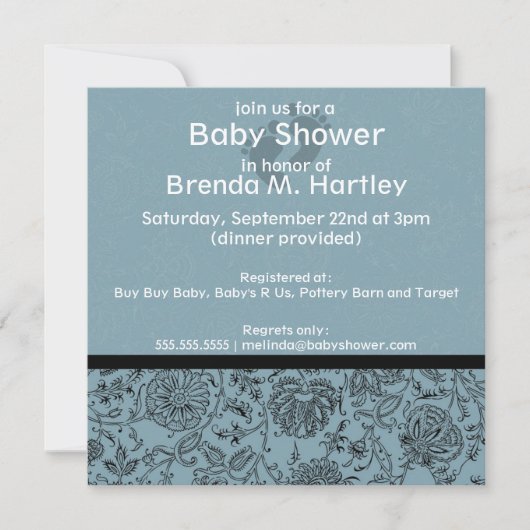 Fleurs bleues Bébé Douche Invitations (Devant)