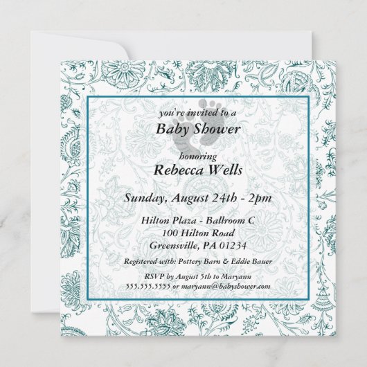 Fleurs bleues Bébé Douche Invitations (Devant)