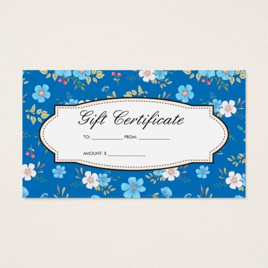 Fleurs bleues blanches | Carte cadeau (Dos)