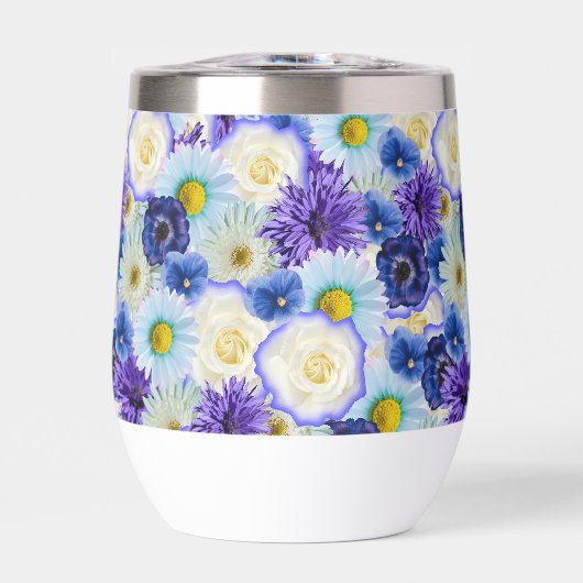 Fleurs bleues blanches et jaunes Collage floral (Avant)