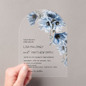 Fleurs Bleues Blanches Invitation de Mariage Clair (In situ (ordinateur de poche))