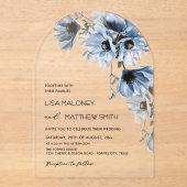 Fleurs Bleues Blanches Invitation de Mariage Clair (Recto)
