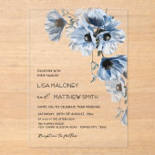 Fleurs Bleues Blanches Invitation de Mariage Clair (Recto)