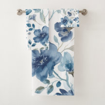 Fleurs Bleues Botanique Florale Aquarelle