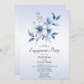 Fleurs Bleues Botaniques Invitation Fiançailles (Devant / Derrière)