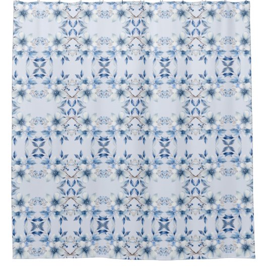 Fleurs Bleues Botaniques Rideau de douche (Devant)