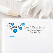 Fleurs bleues contemporaines Étiquettes de adresse (En situation)