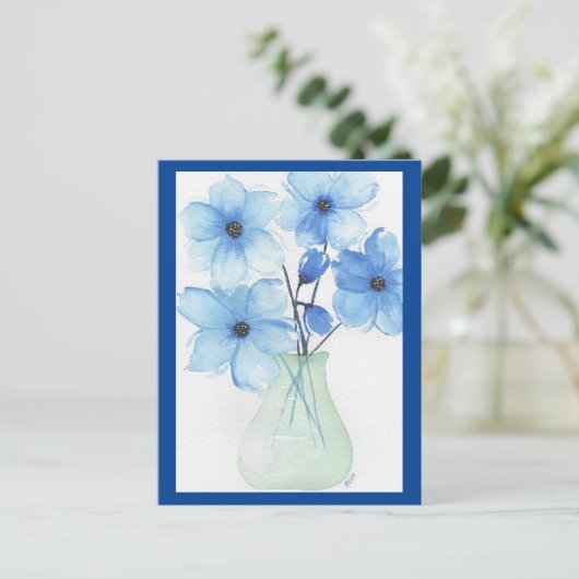 Fleurs bleues dans un vase Cartes de notes (Debout devant)
