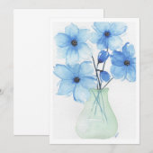 Fleurs bleues dans un vase Cartes de notes (Devant / Derrière)