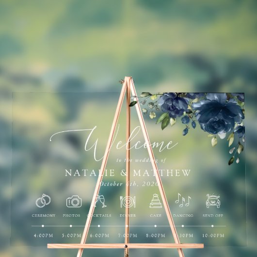 Fleurs bleues de la marine, verdure, chronologie M (Neutre)