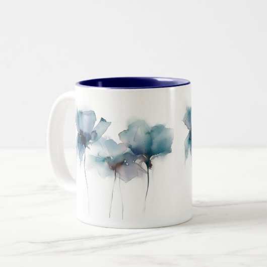 Fleurs bleues délicates Mug à deux tons (Devant gauche)