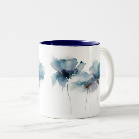 Fleurs bleues délicates Mug à deux tons (Devant droit)