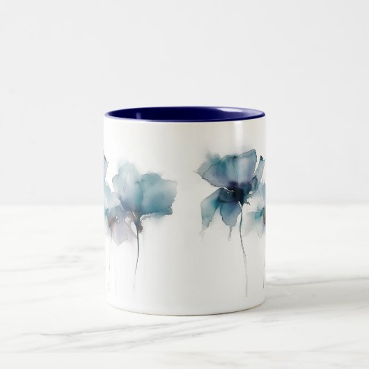 Fleurs bleues délicates Mug à deux tons (Centre)