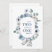 Fleurs Bleues Deux deviennent un Faire-part de mar (Devant / Derrière)