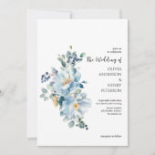 Fleurs bleues d'hiver QR Code Faire-part de mariag (Devant)