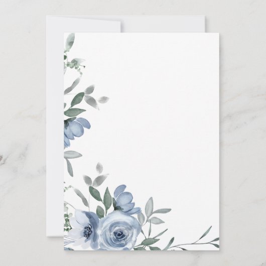 Fleurs bleues Dusty Brunch Invitation douche nupti (Dos)