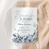 Fleurs bleues Dusty Brunch Invitation douche nupti