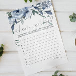 Fleurs Bleues Dusty Jeu Où Étions-Nous<br><div class="desc">Dusty Blue Flowers Fête des mariées Jeu. Les articles correspondants pour compléter votre collection d'événements sont disponibles dans notre boutique Zazzle!</div>