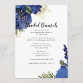 Fleurs Bleues Élégant Brunch Mariage Menu (Devant)