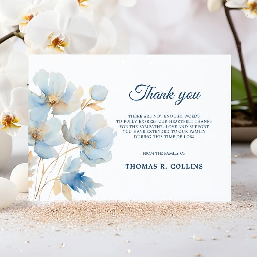Fleurs Bleues Élégantes Merci Les Cartes Après Les