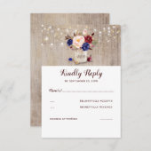 Fleurs bleues et bleues bordeaux RSVP rustique (Devant / Derrière)