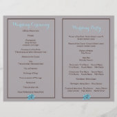 Fleurs bleues et coeur sur le programme de mariage (Dos)